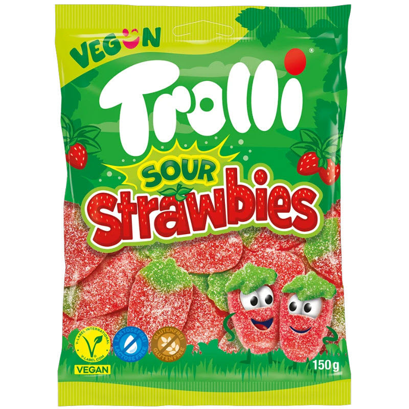 Trolli Sour Strawbies – Saure Erdbeer-Fruchtgummis – 175g