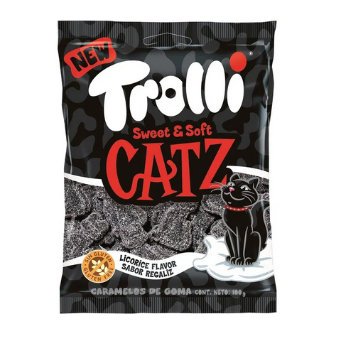 Trolli Schwarze Lakritz-Katzen mit Zuckerüberzug 100 g