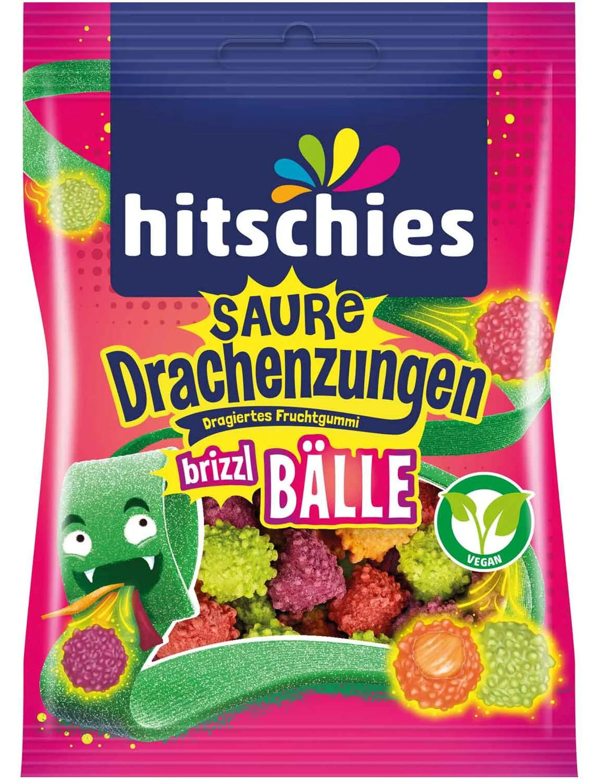 Hitschies Saure Drachenzungen Brizzl Bälle – 100g 🐉🍬