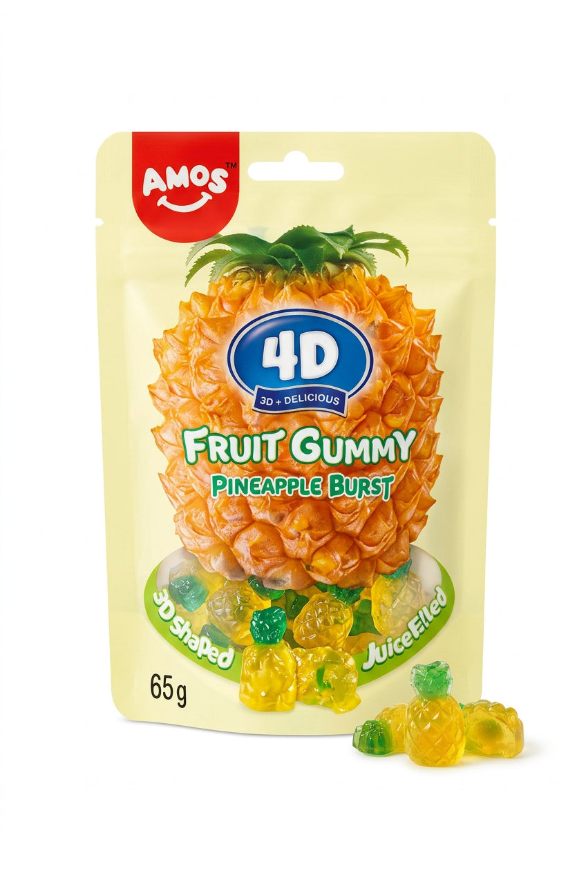 AMOS 4D Fruit Gummy Pineapple – Ananas-Fruchtgummis 🍍