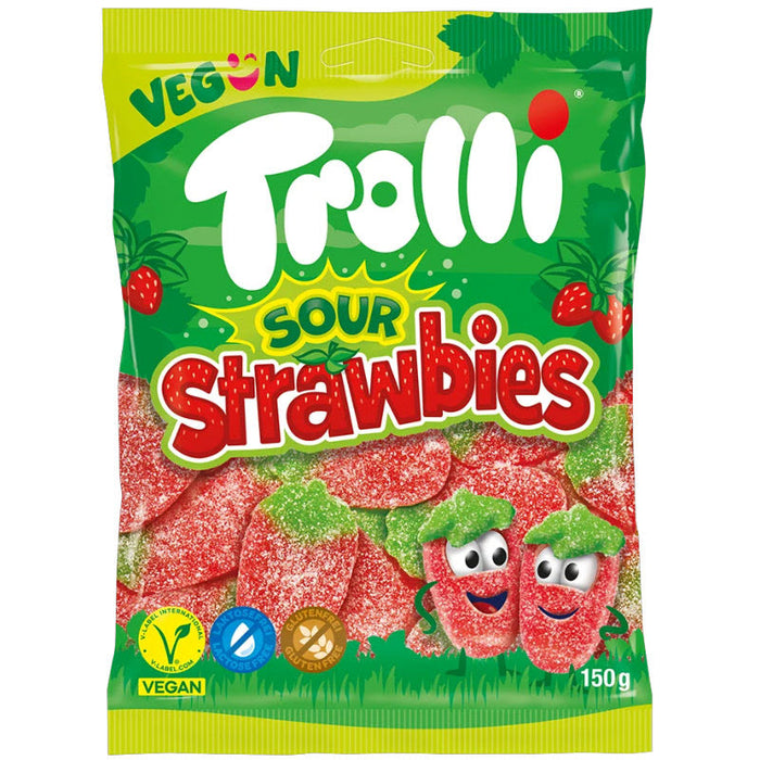 Trolli Sour Strawbies – Saure Erdbeer-Fruchtgummis – 175g