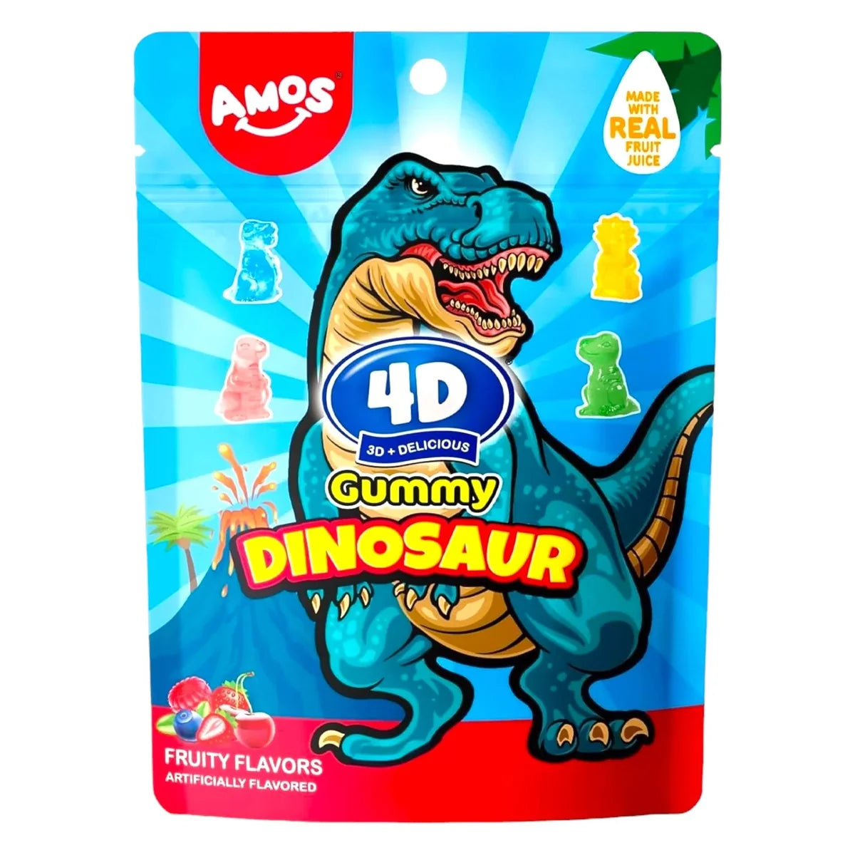 AMOS 4D Gummy Dinosaur – Fruchtgummi mit gemischten Fruchtgeschmäckern 🦖