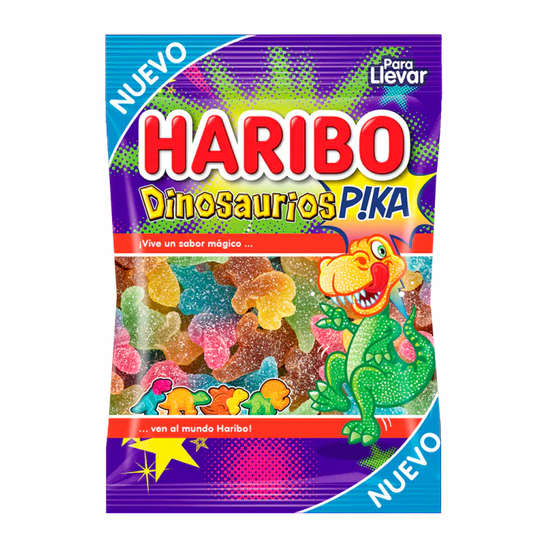 HARIBO Dinosaurios Pika 100 g – Saure Fruchtgummis in Dinosaurierform