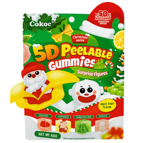 Cokoc 5D Peelable Gummies Christmas Series – Fruchtgummi mit Überraschungsfigur, 60 g 🎄