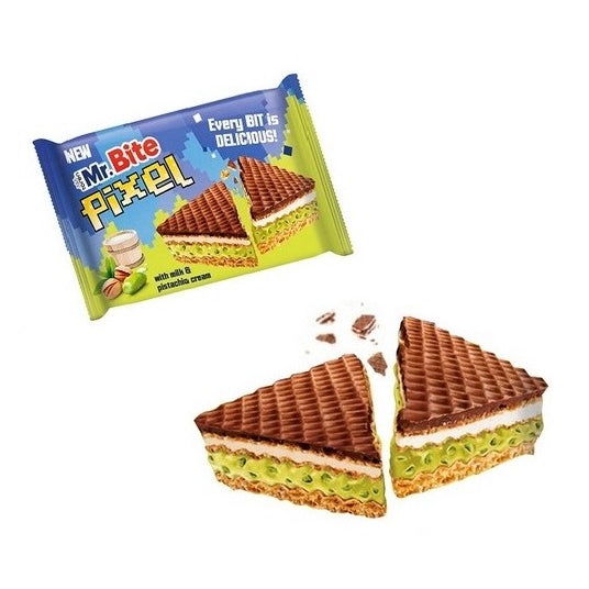 Mr. Bite Pixel – Knusprige Waffel mit Milch- und Pistaziencreme – 28 g