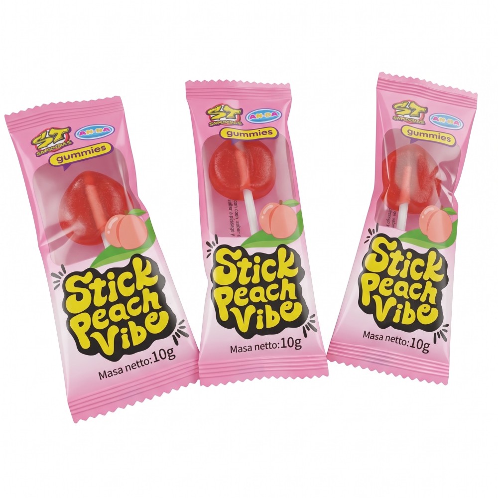 Peelable Peach-Flavored Lollipops – 10g 🍑🍭