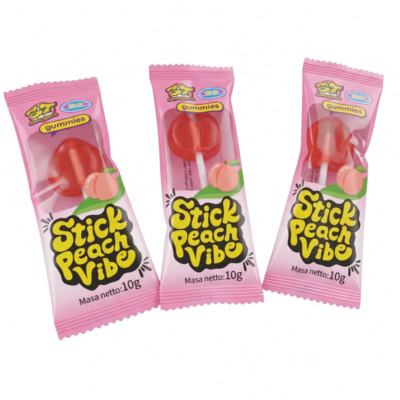 Peelable Peach-Flavored Lollipops – 10g 🍑🍭