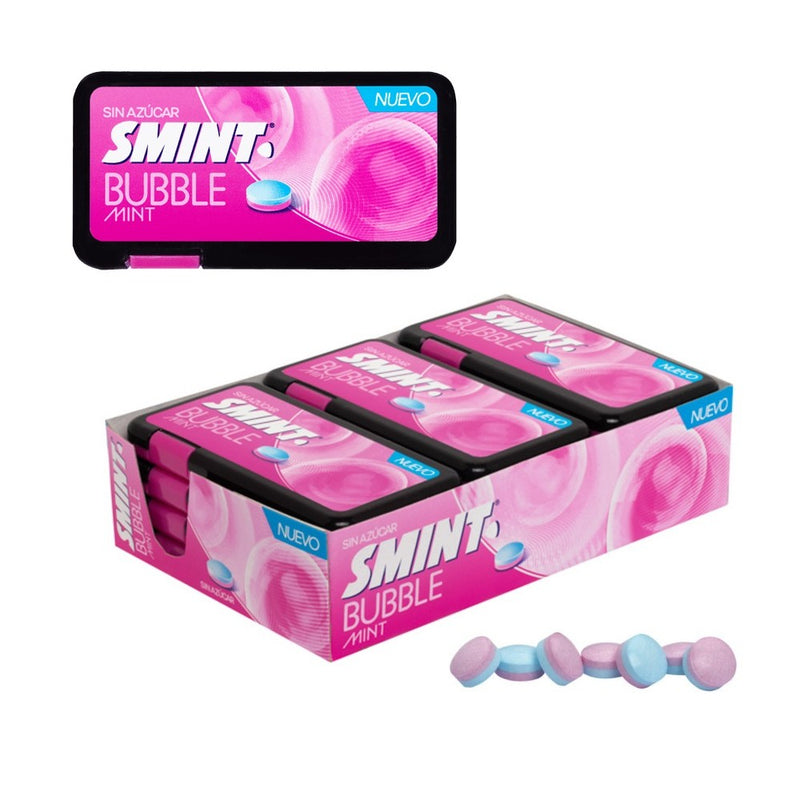 Smint Flat Dispenser Bubble Fresh 21 g – Zuckerfreie Bubblegum-Pastillen
